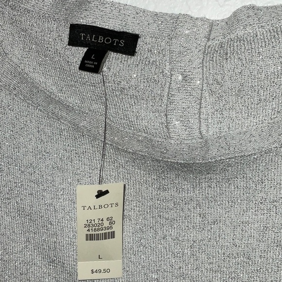 NEW TALBOT’S cap sleeve white sparkle/silver metallic size L - Picture 2 of 4